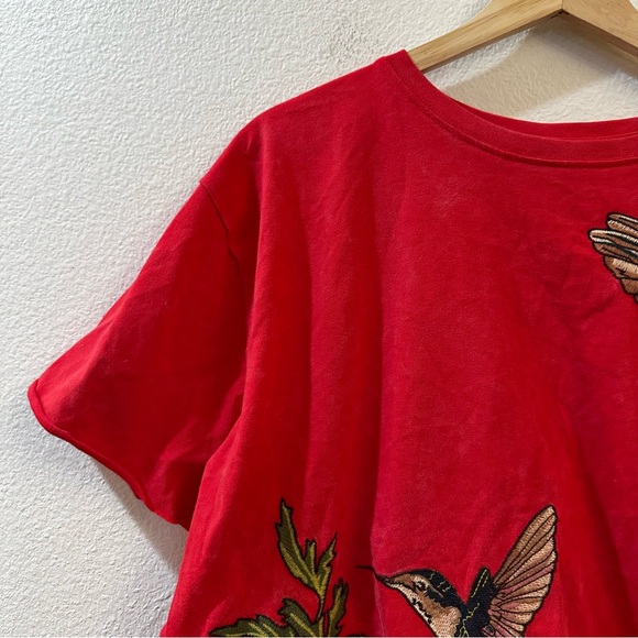 Free People x Denim and Bone Red Hummingbird Tee Size XS - Picture 6 of 12